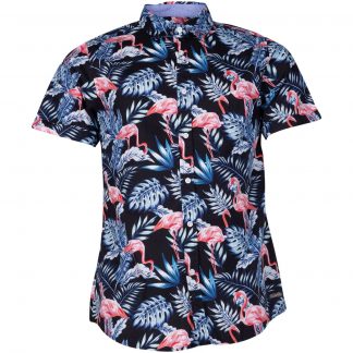 Hawaii Jungle Flamingo Shirt S, Black, Xs, Blount And Pool