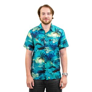 Hawaiiskjorta Herr Turkos - Small
