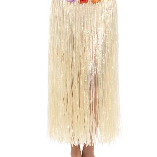 Lång Hawaii Hula-Kjol med Blommor 75 cm